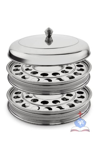 Holy Communion Tray  Double container with 66 cups,  Mirror Polish Stainless Steel